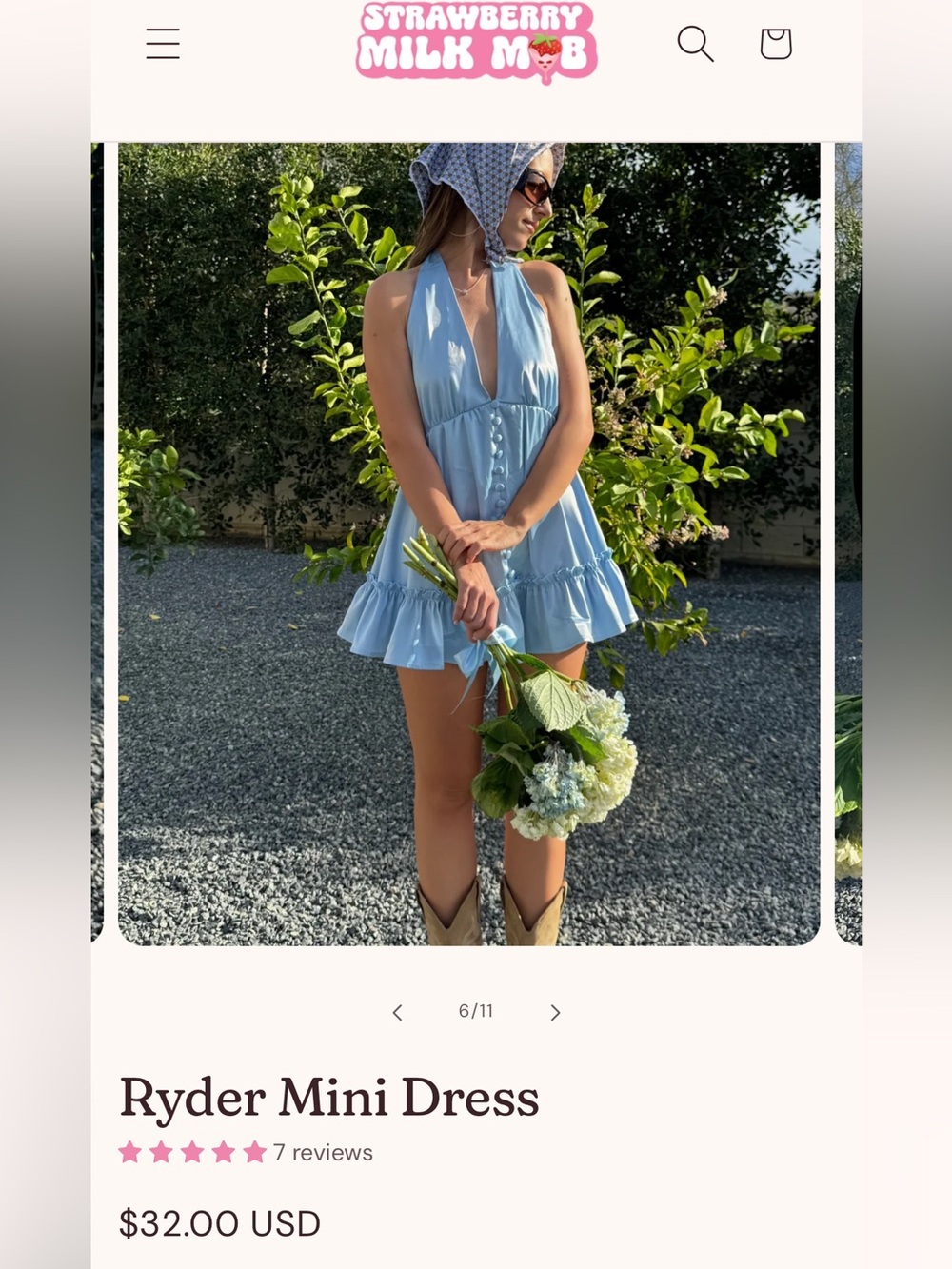 Strawberry Milk Mob Ryder Mini Dress Coverup